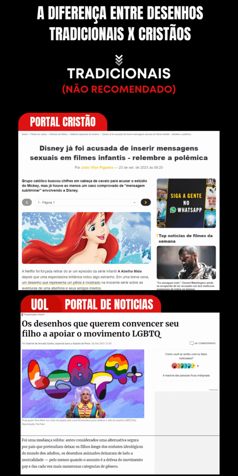 A diferença entre desenhos tradicionais x cristãos